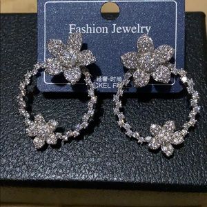 Beautiful flowers and crystal earrings
